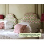 Single Puffin Bed in Charlotte Gaisford Sharanshar Green, Contrast Piped in Pure Cotton Sorbet