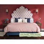 Kingsize Lewis Headboard in Julia Brendel Indian Summer, Contrast edge in Pure Cotton Marine