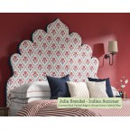 Kingsize Lewis Headboard in Julia Brendel Indian Summer, Contrast edge in Pure Cotton Marine