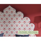 Emperor Lewis Headboard in Julia Brendel Indian Summer, Contrast edge in Pure Cotton Marine
