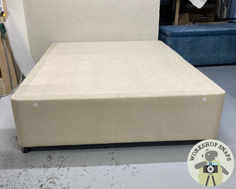 Double Jersey Divan Bed Base Soft Weave Stone EX The Headboard
