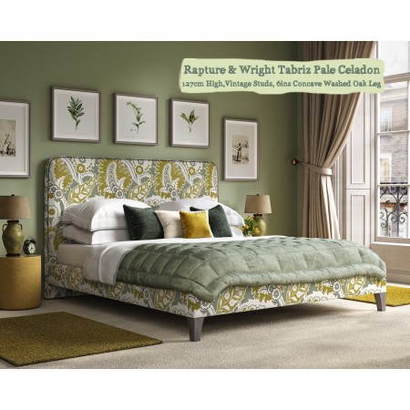 Small Double Faray Grand Bed in Rapture & Wright Tabriz Pale Celadon