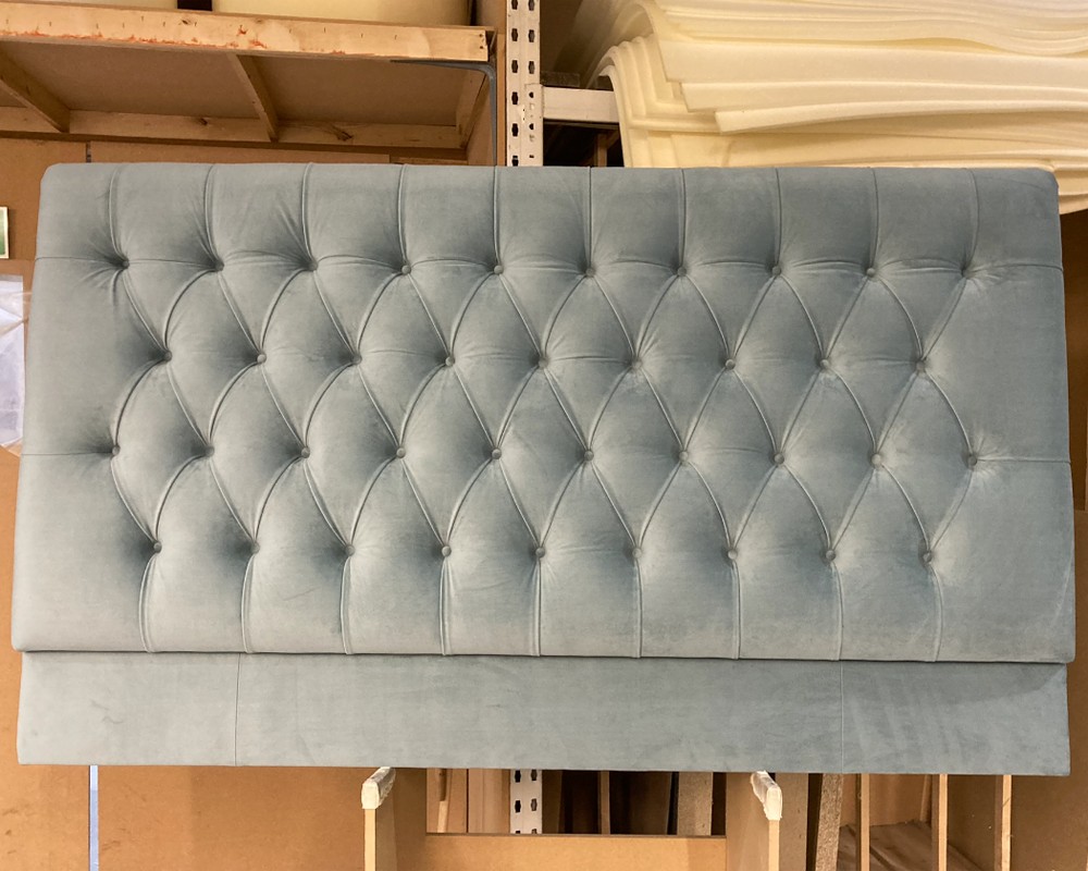 Super King Iona Headboard Flat Velvet Blue EX The Headboard