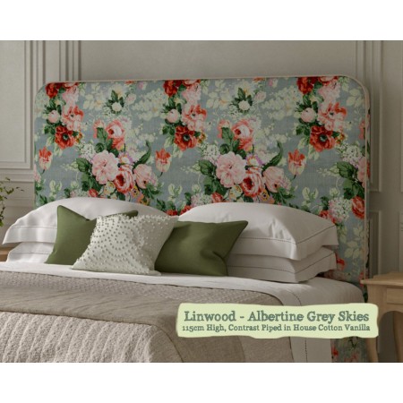 Double Faray Headboard in Linwood Albertine Grey Skies
