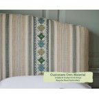 Small Double Caldey Headboard Colefax & Fowler Porth Stripe 30ins Fixed Cover Hand Embroidery