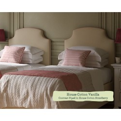 Single Headboard Puffin House Cotton Vanilla Contrast Piped in House Cotton Strawberry