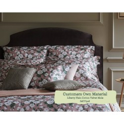 Super King Bed Puffin Liberty Plain Cotton Velvet Mole Self Piped