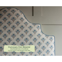 Samson Headboard Julia Brendel in Lulu Cornflower - Contrast Piped in Julia Brendel Plain Blue
