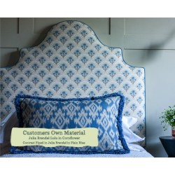 Samson Headboard Julia Brendel in Lulu Cornflower - Contrast Piped in Julia Brendel Plain Blue