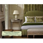 Puffin Headboard in Zoffany Suffolk Stripe Pale Olive - Contrast Piped in House Cotton Vanilla