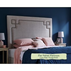 Small Double Headboard Eriskay Flat Velvet Platinum 115cm High Vintage Studs
