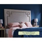 Kingsize Headboard Eriskay Flat Velvet Platinum 115cm High Vintage Studs