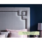 Kingsize Headboard Eriskay Flat Velvet Platinum 115cm High Vintage Studs