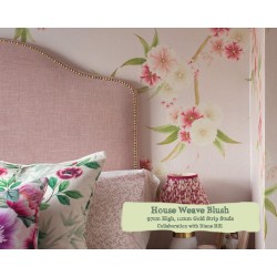 Super King Headboard Barra House Weave Blush 97cm Height 11mm Gold Strip Studs