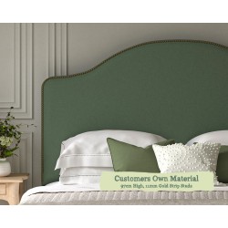 Super King Headboard Barra Customers Own Material 97cm Height 11mm Gold Strip Studs
