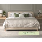 Double Headboard Faray Large Boucle Ivory 61cm Height Back Tacked Edge