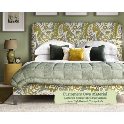Single Grand Bed Faray Rapture and Wright Tabriz Pale Celadon 127cm Height 11mm Vintage Strip Studs