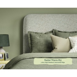 Single Grand Bed Faray Basket Weave Sky 116cm Height Back Tacked Edge