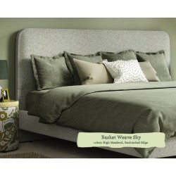 Small Double Grand Bed Faray Basket Weave Sky 116cm Height Back Tacked Edge