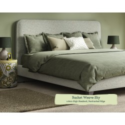 Small Double Grand Bed Faray Basket Weave Sky 116cm Height Back Tacked Edge
