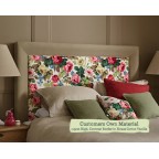 Kingsize Headboard Ghia Centre Panel Customers Own Material 89cm High Contrast Piped House Cotton Vanilla