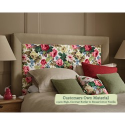Super King Headboard Ghia Centre Panel Customers Own Material 89cm High Contrast Piped House Cotton Vanilla