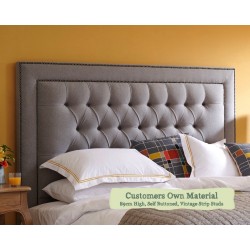 Small Double Headboard Easdale Customers Own Material 89cm High Self Buttoned Vintage Strip Studs