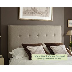 Single Headboard Mull Moon Wool Oatmeal 77cm High Self Buttoned Self Piped