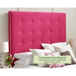 Kingsize Mull Headboard Customers Own Material 115cm High Contrast Piped and Buttoned House Cotton Vanilla