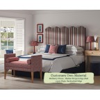 Kingsize Solas Headboard in Mulberry Home Shelter Stripe Indigo Red Bactacked Edge 115cm High