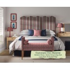 Kingsize Solas Headboard in Mulberry Home Shelter Stripe Indigo Red Bactacked Edge 115cm High