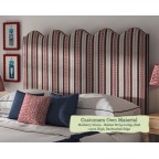 Kingsize Solas Headboard in Mulberry Home Shelter Stripe Indigo Red Bactacked Edge 115cm High