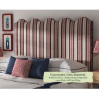 Kingsize Solas Headboard in Mulberry Home Shelter Stripe Indigo Red Self Piped Edge 115cm High