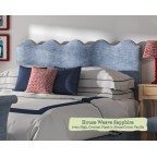 Kingsize Solas Headboard in House Weave Sapphire Contrast Piped Edge 77cm High