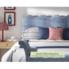 Kingsize Solas Headboard in House Weave Sapphire Contrast Piped Edge 77cm High