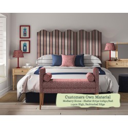 Emperor Solas Headboard in Mulberry Home Shelter Stripe Indigo Red Backtacked Edge 115cm High