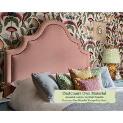 Single Bed Kerrera Customers Own Material Contrast Piped COM Vintage Strip Studs