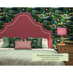 Single Bed Kerrera House Cotton Strawberry Ivory Braid Chrome Nail Contrast Piped to Match Braid