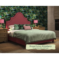 Single Bed Kerrera House Cotton Strawberry Vintage Strip Studs Self Piped 