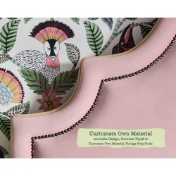 Small Double Bed Kerrera Customers Own Material Contrast Piped COM Vintage Strip Studs