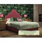 Super King Bed Kerrera House Cotton Strawberry Ivory Braid Chrome Nail Contrast Piped to Match Braid