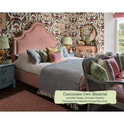 Emperor Bed Kerrera Customers Own Material Contrast Piped COM Vintage Strip Studs