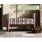THW Large Brampton Stool in Mulberry Home Shelter Stripe Indigo Red Contrast Piped House Cotton Vanilla with Light Legs