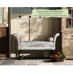  THW Large Broxbourne Stool in Charlotte Gaisford Elizabeth Blue Contrast Piped in House Cotton Vanilla with Dark Legs