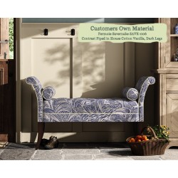 THW Large Brignall Stool in Fermoie Savernake 006 Contrast Piped in House Cotton Vanilla with Dark Legs