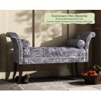 THW Large Brignall Stool in Fermoie Savernake 006 Contrast Piped in House Cotton Vanilla with Dark Legs