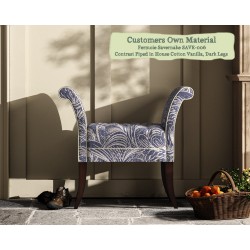 THW Small Brignall Stool in Fermoie Savernake 006 Contrast Piped in House Cotton Vanilla with Dark Legs