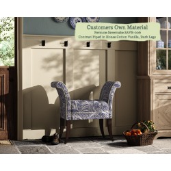 THW Large Brignall Stool in Fermoie Savernake 006 Contrast Piped in House Cotton Vanilla with Dark Legs