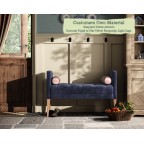 THW Large Burbage Stool in Easycare Velvet Atlantic Contrast Piped in Flat Velvet Burgundy with Light Legs
