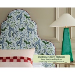 Single Headboard Eigg James Hare Sylvan Blue Green Contrast Piped COM